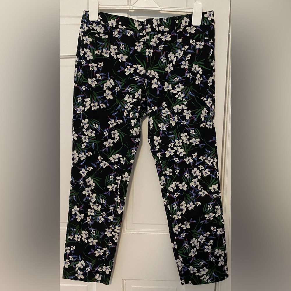 Banana Republic Sloan Floral Print Trousers Sz 8